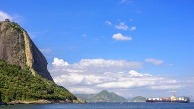 a container ship off South America