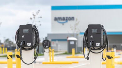 EV charging station at Amazon distribution facility