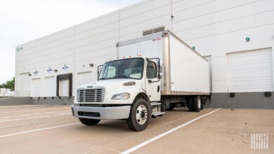 A white final-mile delivery truck at a Prologis facility