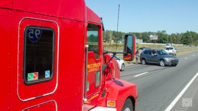 Truck near highway accident