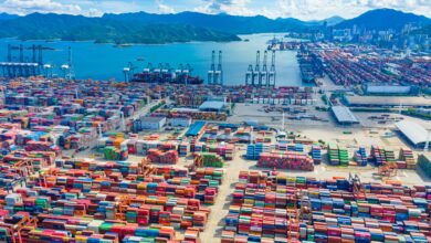 a photo of a container shipping port in China