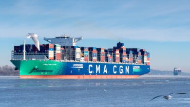 a photo of a CMA CGM container ship