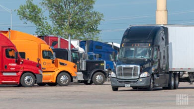 Trucks at truck stop.