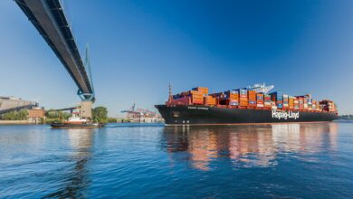 a photo of a trans-Atlantic container ship