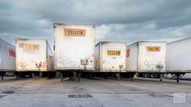 Yellow trailers parked at a Houston terminal