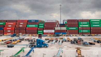 containers and chassis at the Port of Houston