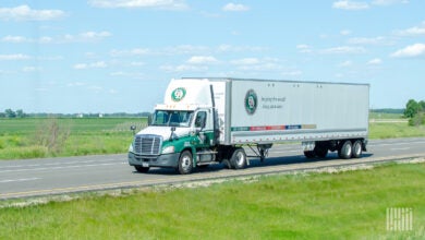 An Old Dominion tractor-trailer on a highway