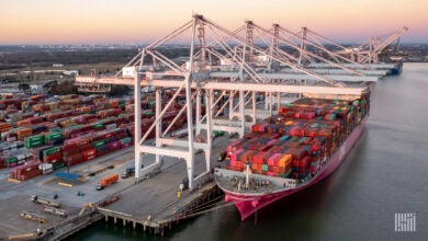 photo of a container shipping vessel