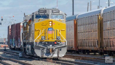 Locomotive in rail yard