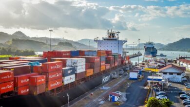 a photo of container shipping in Panama Canal