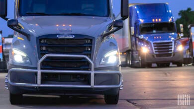 Trucks at night at truck stop