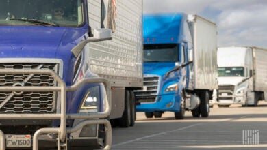 front view of tractor-trailers on highway