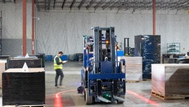 ArcBest Vaux Smart Autonomy forklift at terminal