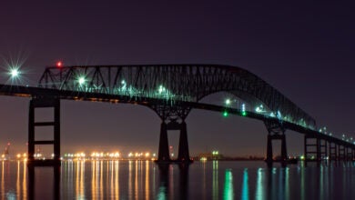 The Francis Scott Key Bridge at night. (Photo: Shutterstock)