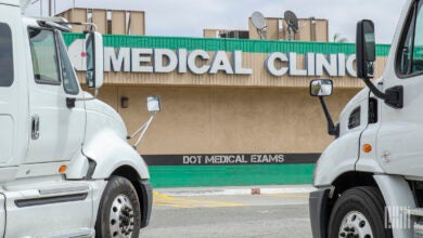 Trucks at medical clinic