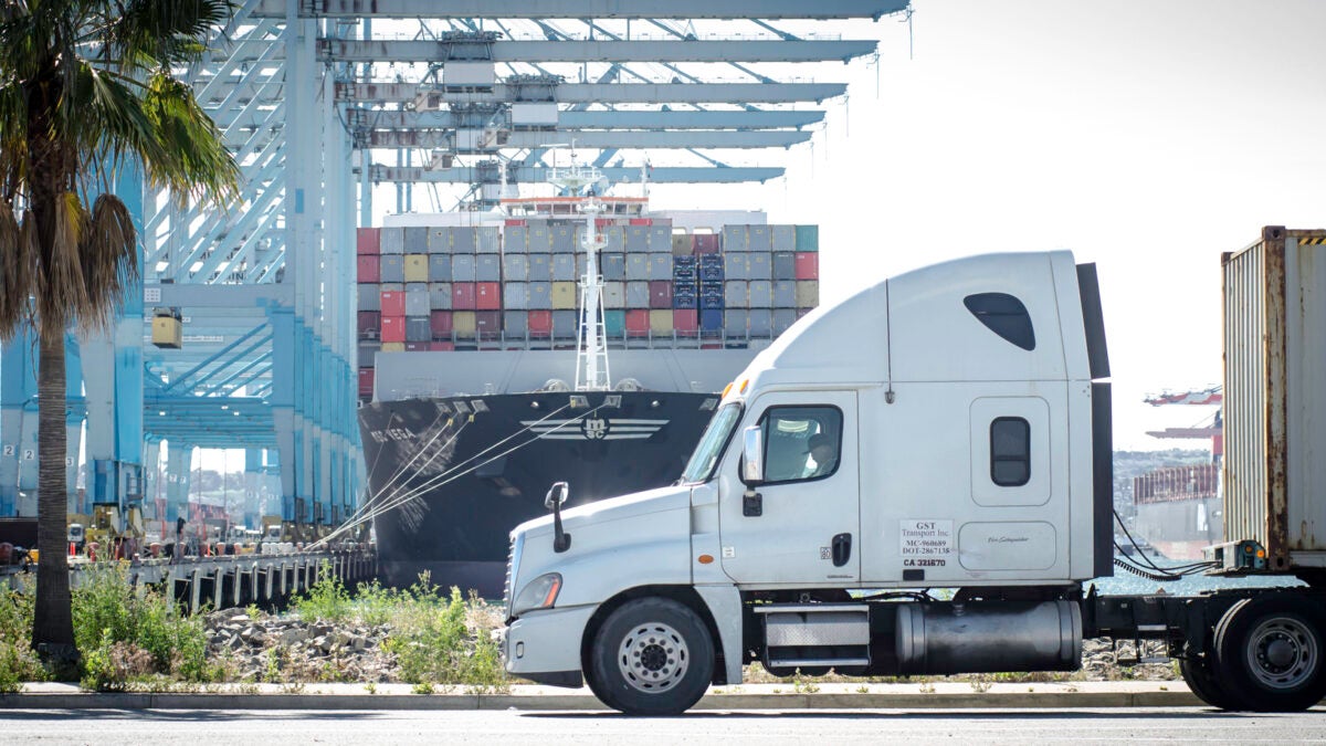 Truck outside Port of Los Angeles