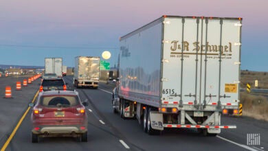 Cars and trucks on the highway