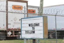 A sign outside of a Yellow terminal in Houston shortly after the carrier closed its doors