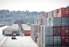 Containers stacked at the Port of LA