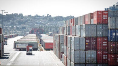 Containers stacked at the Port of LA