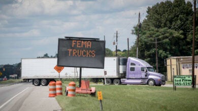 FEMA trucks responding to hurricane