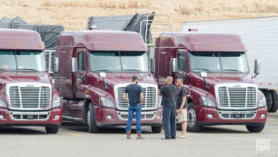 truck drivers in parking lot