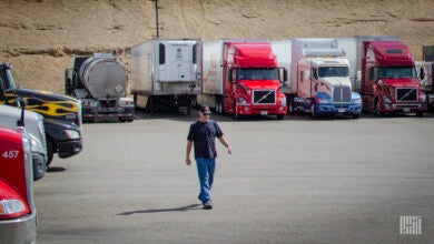 truck driver in parking lot