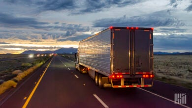 Truck on highway at night