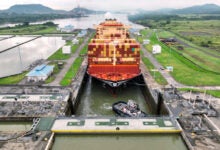 Ship in Panama Canal lock