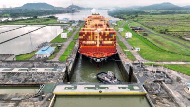 Ship in Panama Canal lock