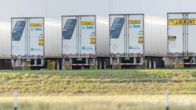 J.B. Hunt trailers parked at a terminal