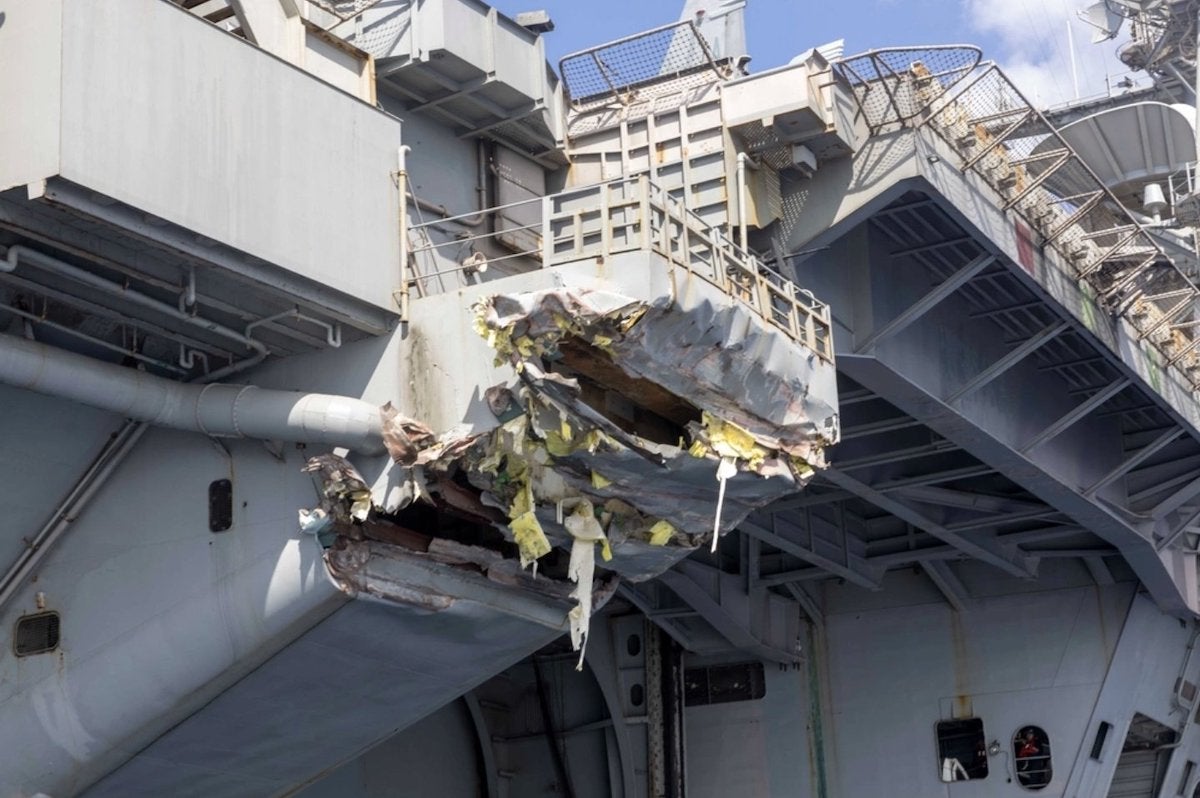 UPDATE: Photo of damage to US aircraft carrier in Mediterranean collision