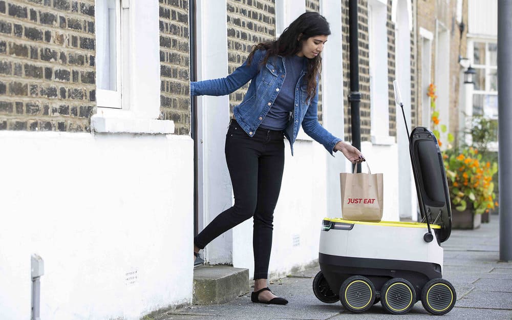  Several companies are working on robot delivery vehicles, such as this one from Starship Technologies. ( Photo: Startship Technologies ) 