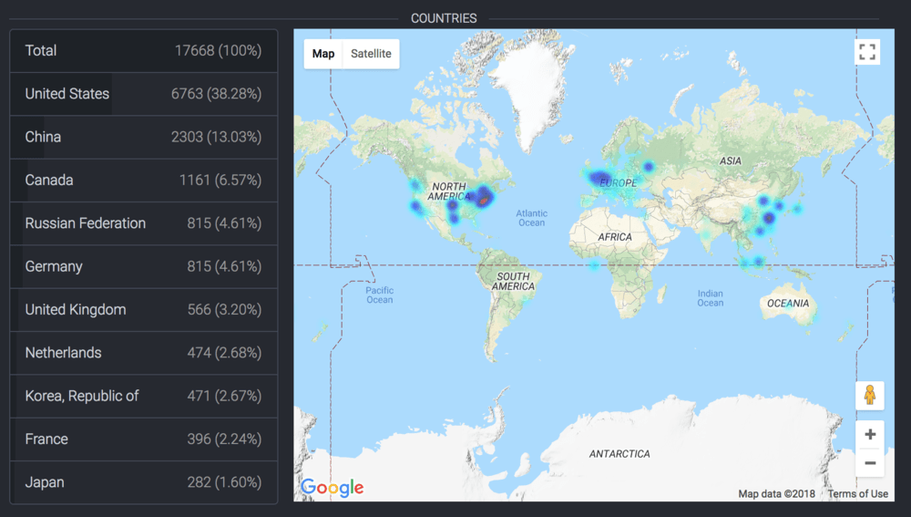  A map of the Ethereum network on June 14. ( Image: Ethernodes.org ) 