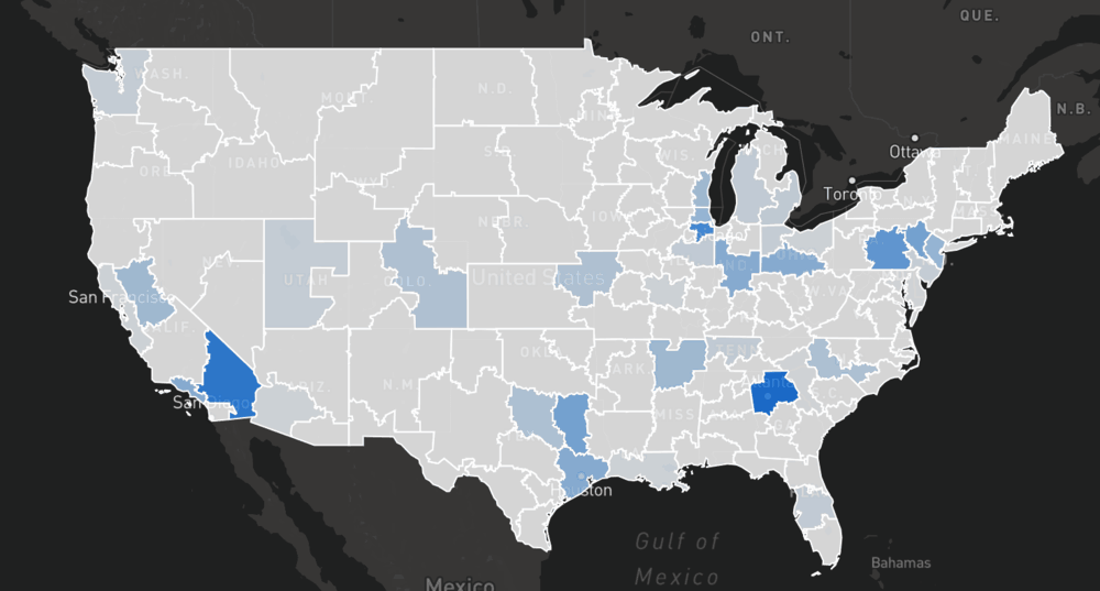  Source: Maps on the SONAR dashboard (SONAR:OTMS). Darker blue represents higher volume.  