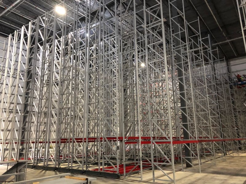  Mobile racking, used in Europe for years, is part of RLS Logistics' Delanco, NJ, warehouse. The racks move along rails, similar to an accordion, allowing for more product storage, easier access, and less overall footprint. 