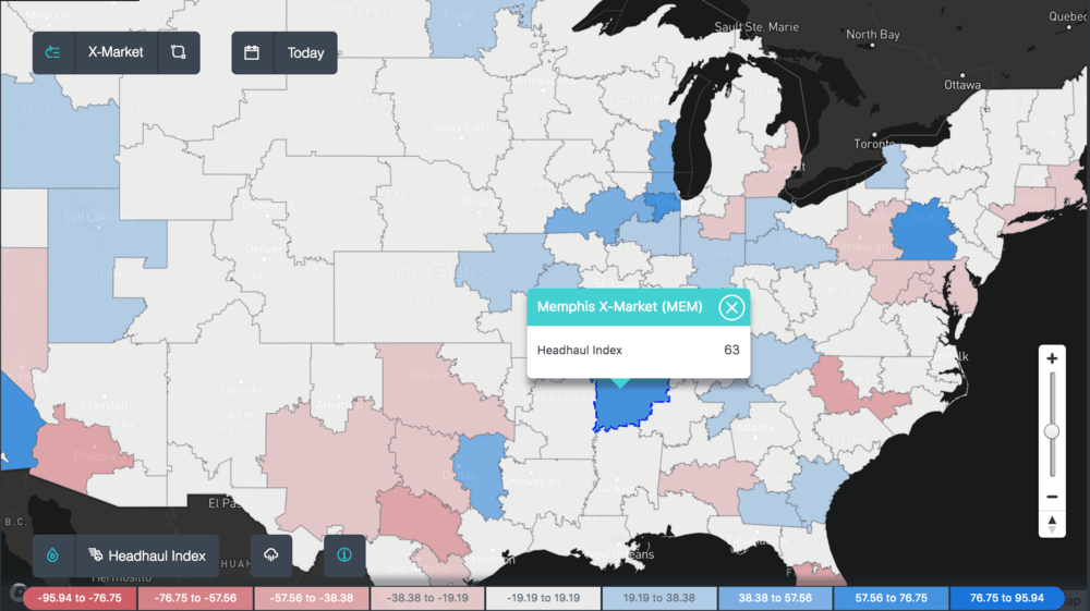  Memphis is one of the most lopsided freight markets in the country. ( Map: FreightWaves SONAR ) 