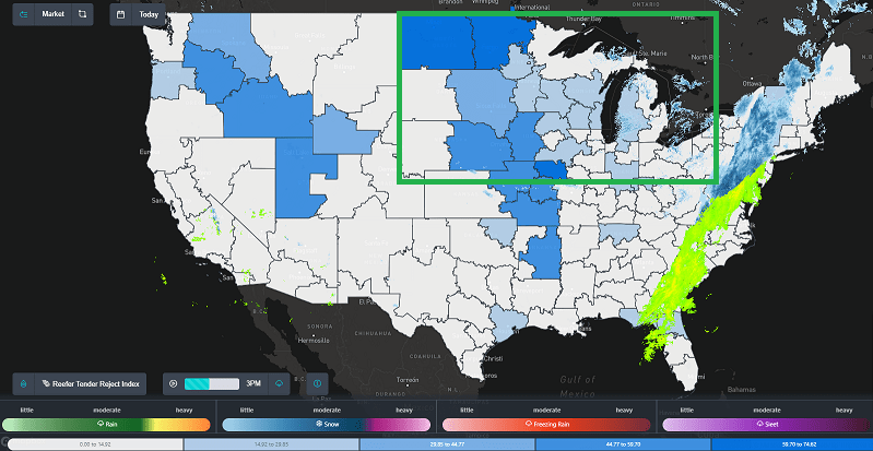   SONAR Ticker: Reefer Tender Rejection Index - Tuesday radar at 3:00 p.m. EST  