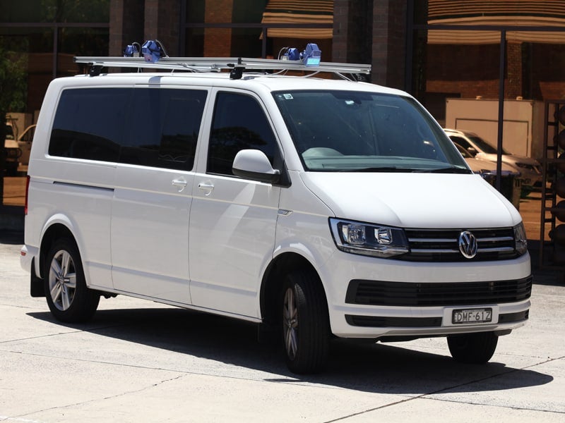  This people-carrier is equipped with a fully functioning light detection and ranging (LIDAR, or lidar) system; the sensors are mounted on the roof.   Photo: Jim Wilson.  