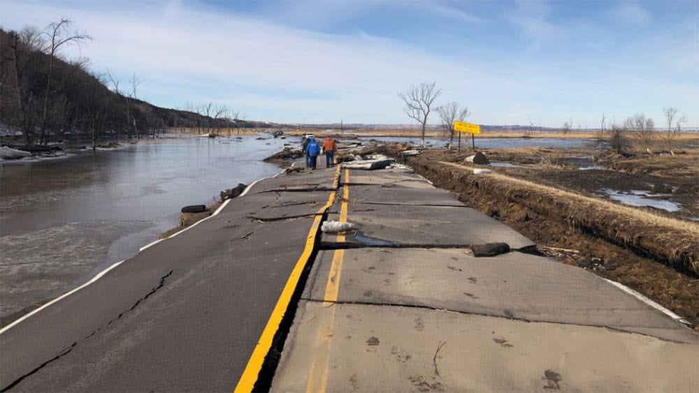  Flood damage on state route 12 near Niobrara, Nebraska on March 17, 2019.  (Photo: Nebraska Department of Transportation)  