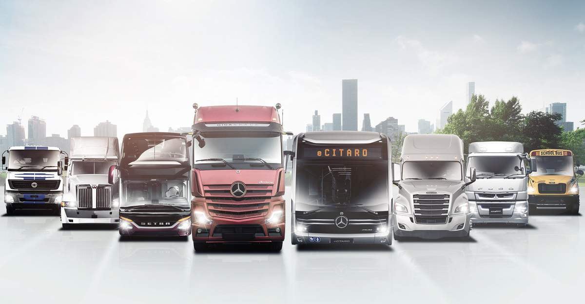 Pictured: a range of vehicles and brands produced by automotive manufacturer Daimler.