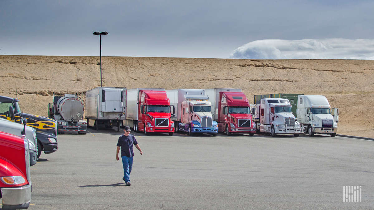 Trucks in a parking lot