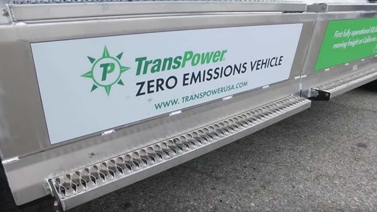 TransPower logo and sign on electric truck