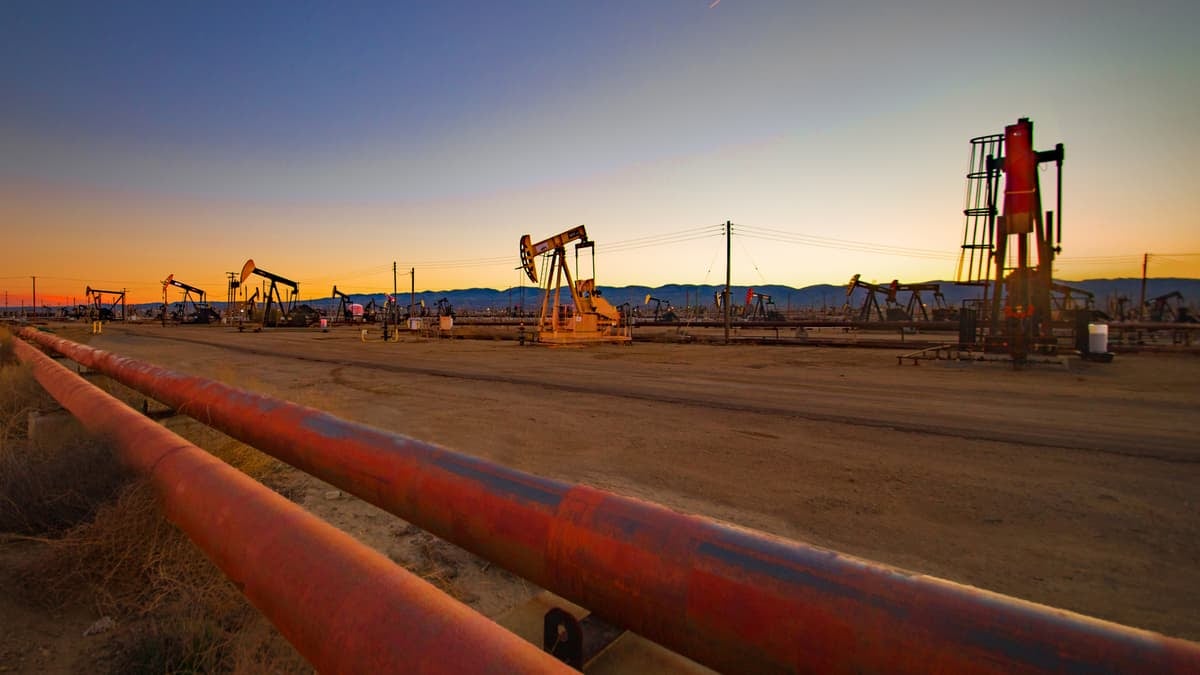 Several oil wells in a row.