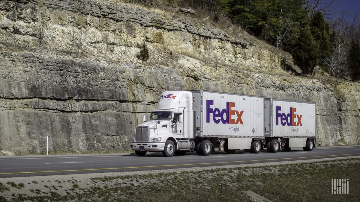 FedEx Freight rig on road