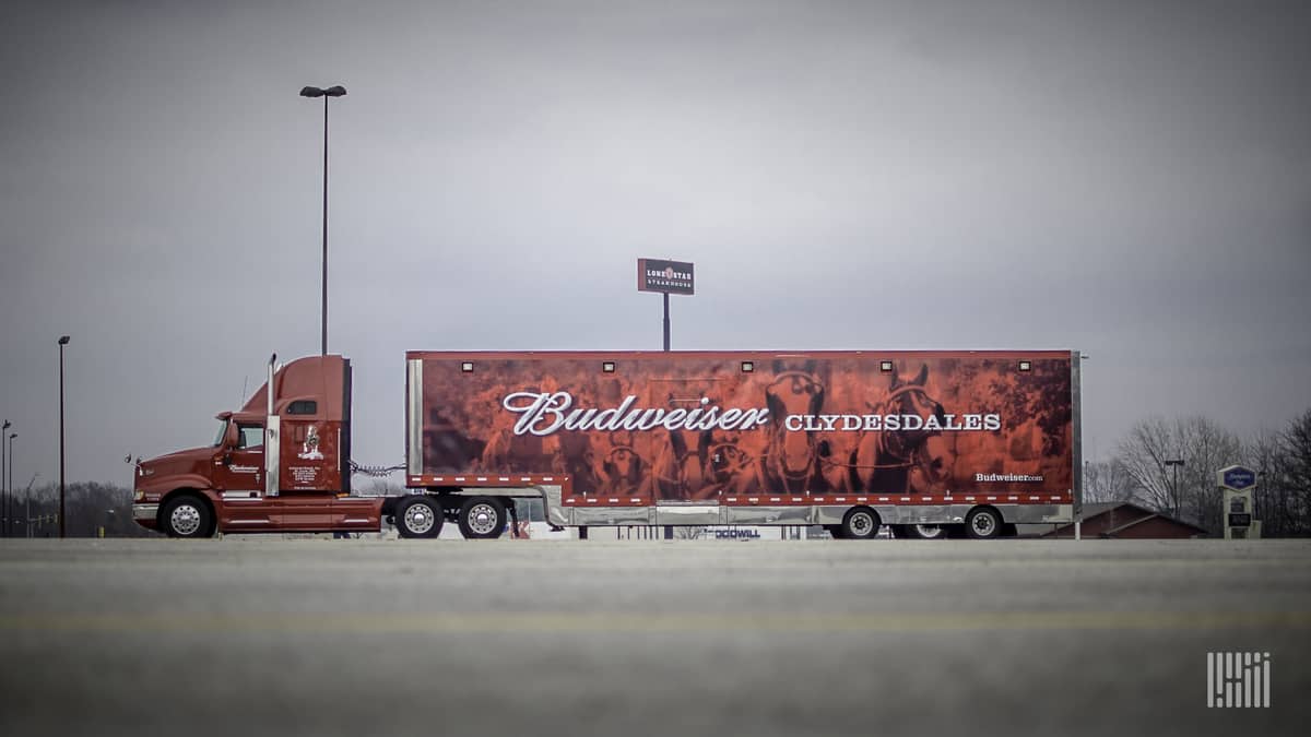 An Anheuser-Busch tractor-trailer; the company has assisted during the COVID-19 pandemic.