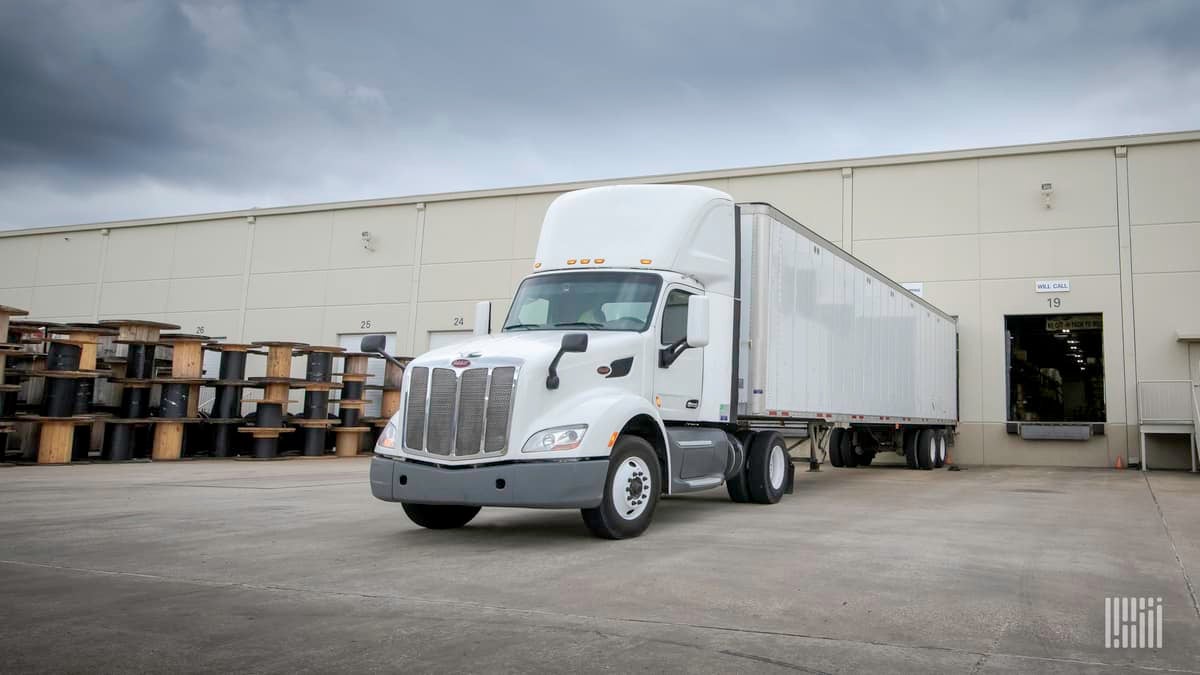 A truck backed up to a dock, ready to be unloaded...
(Photo: Jim Allen/FreightWaves)