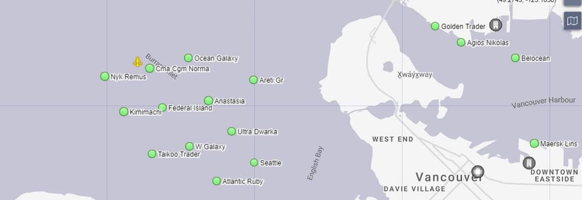 container ships map