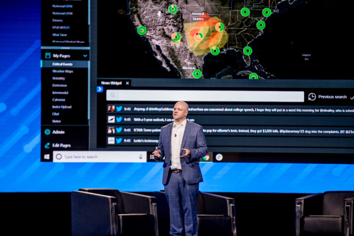 FreightWaves Founder and CEO, Craig Fuller, in front of a FreightWaves SONAR screen. (Photo: FreightWaves staff)