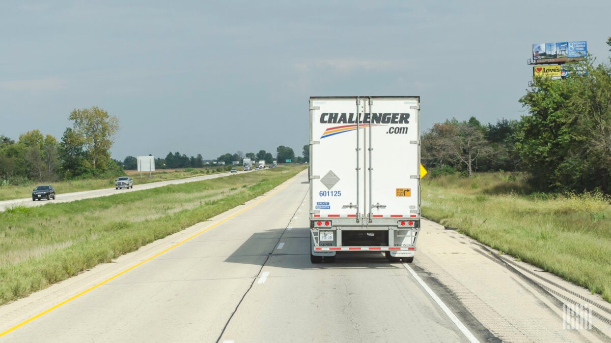 a tractor-trailer of Canadian trucking company Challenger.